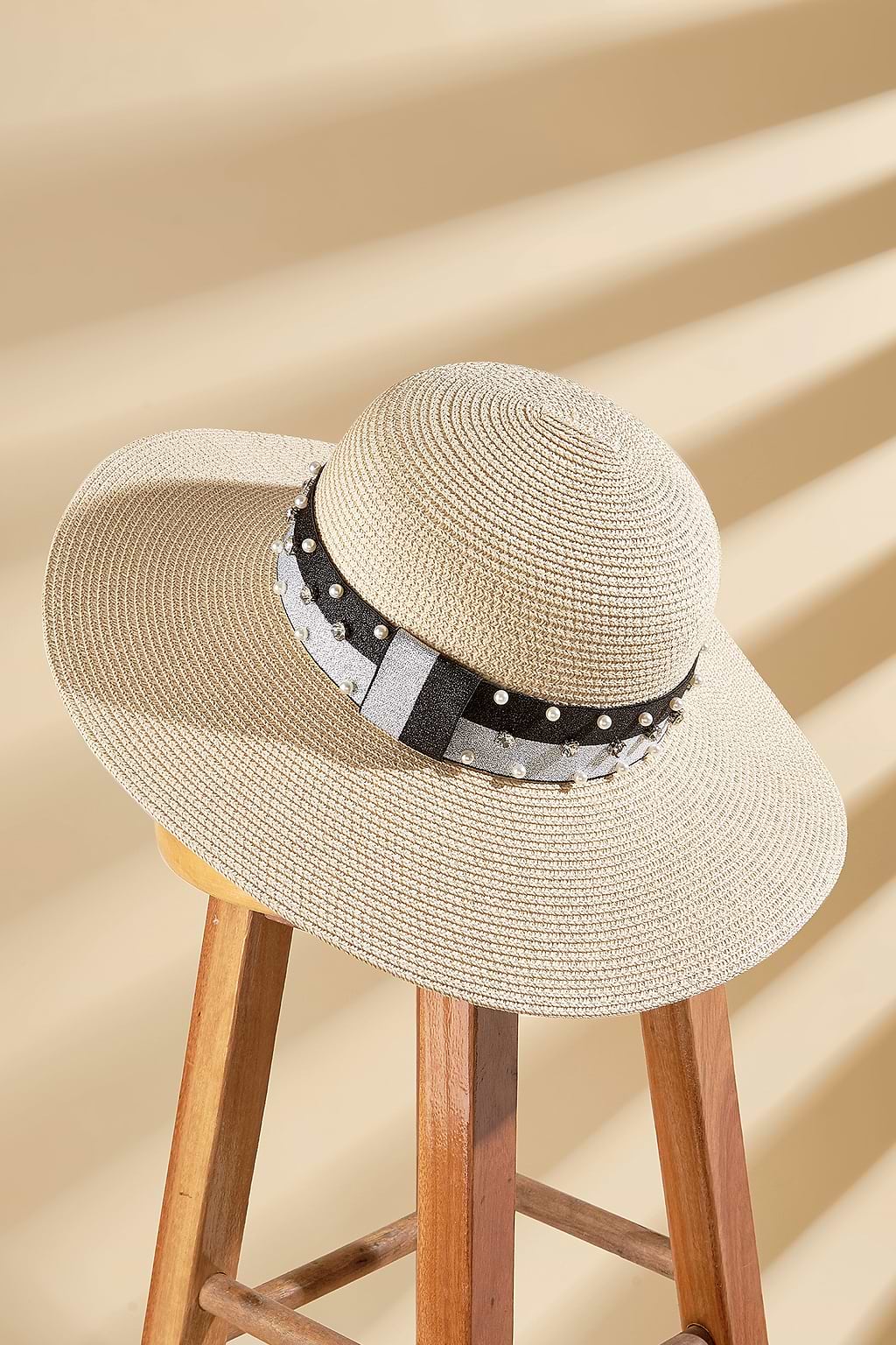 Colorblock Band Wide Brim Straw Hat