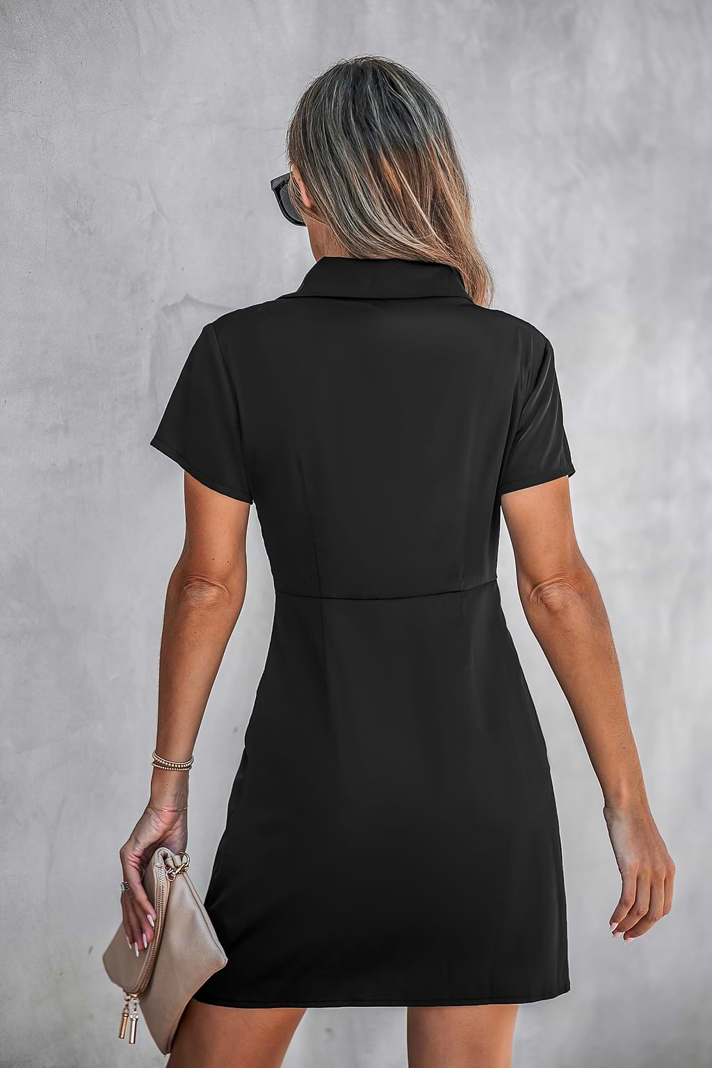 Onyx Satin Twisted Mini Dress