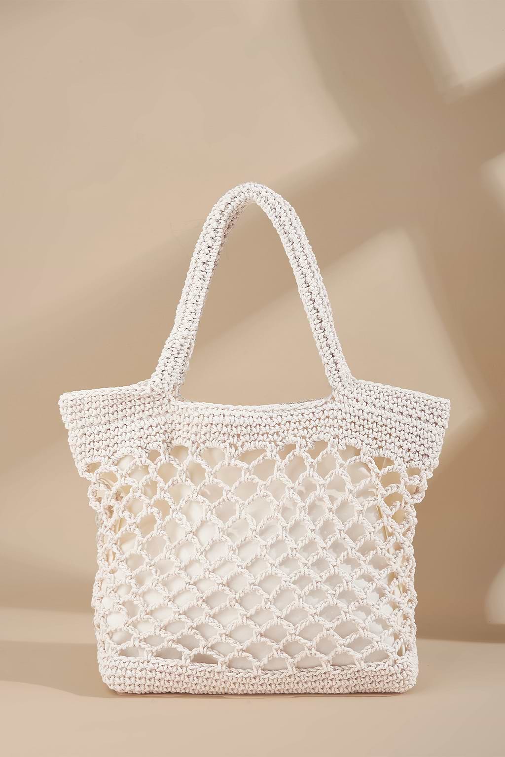 White Netted Crochet Purse