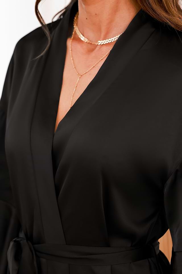 Black Satin Short Robe
