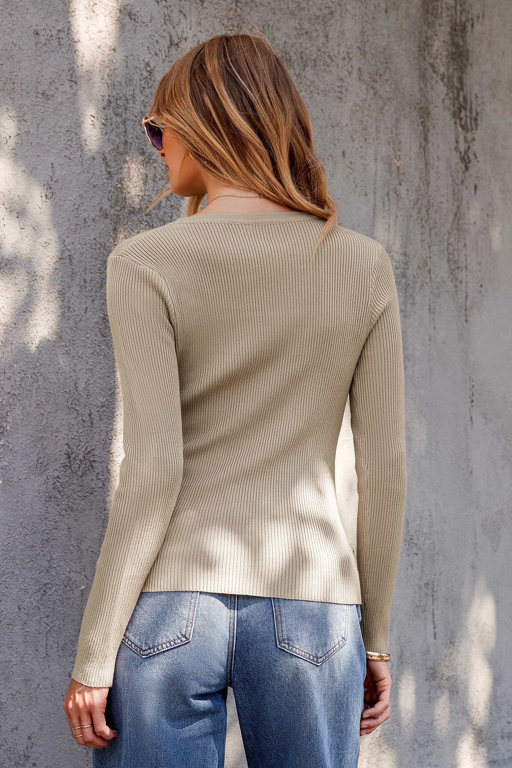 Khaki Long Sleeve Henley
