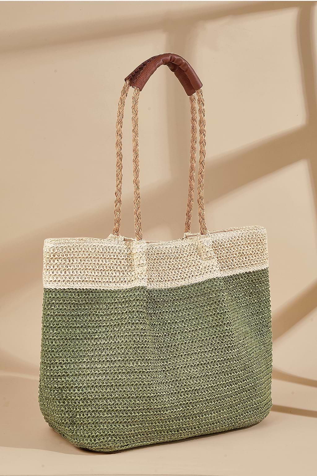 Groene en neutrale kleurblok haaktas