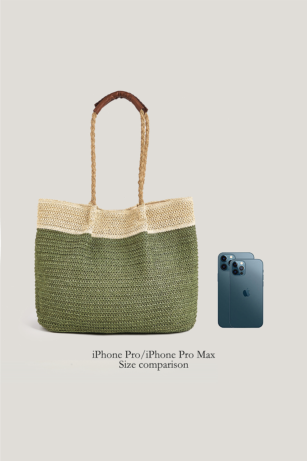Green & Neutral Colorblock Crochet Bag
