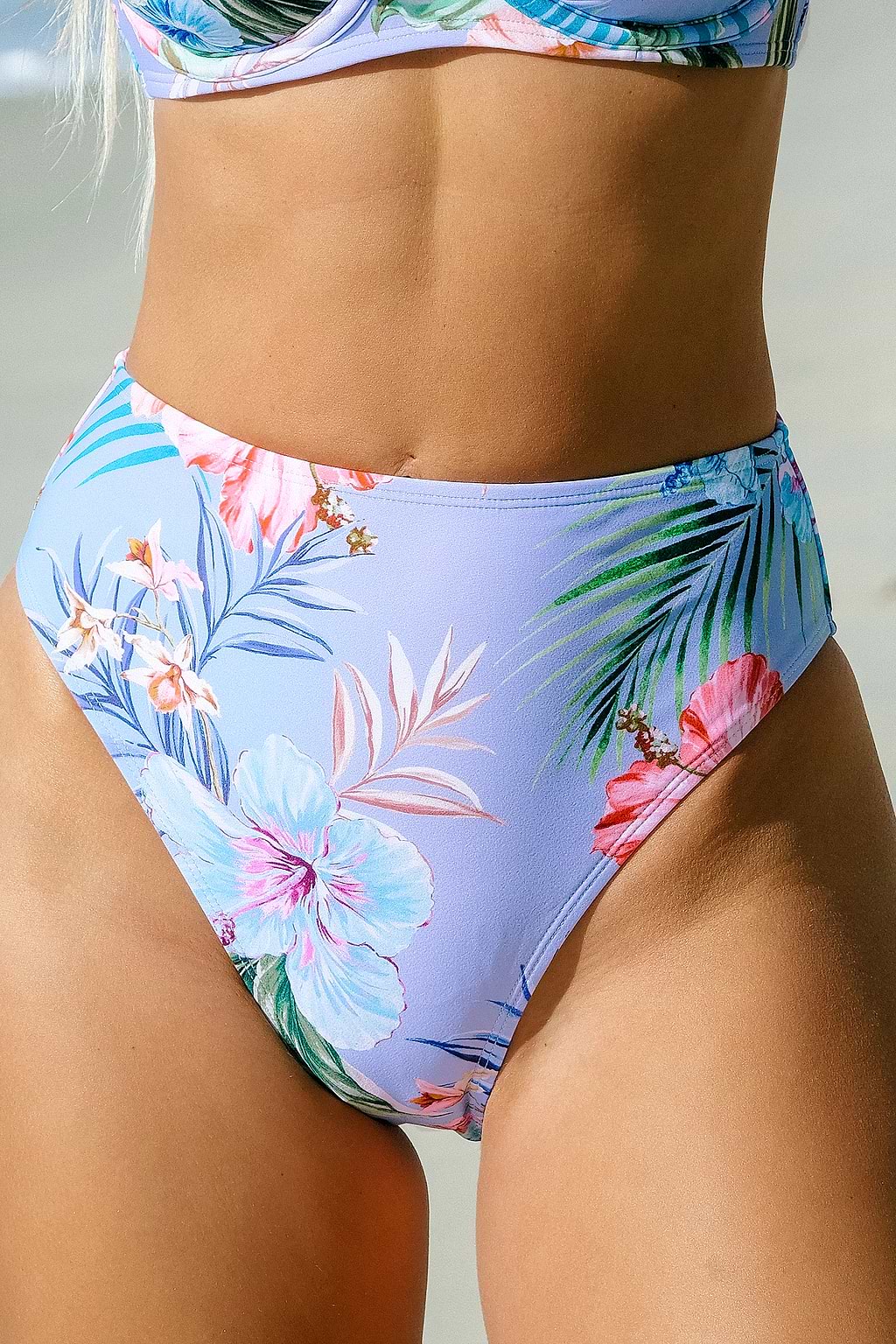 Cerulean Floral High Rise Bikini Bottoms
