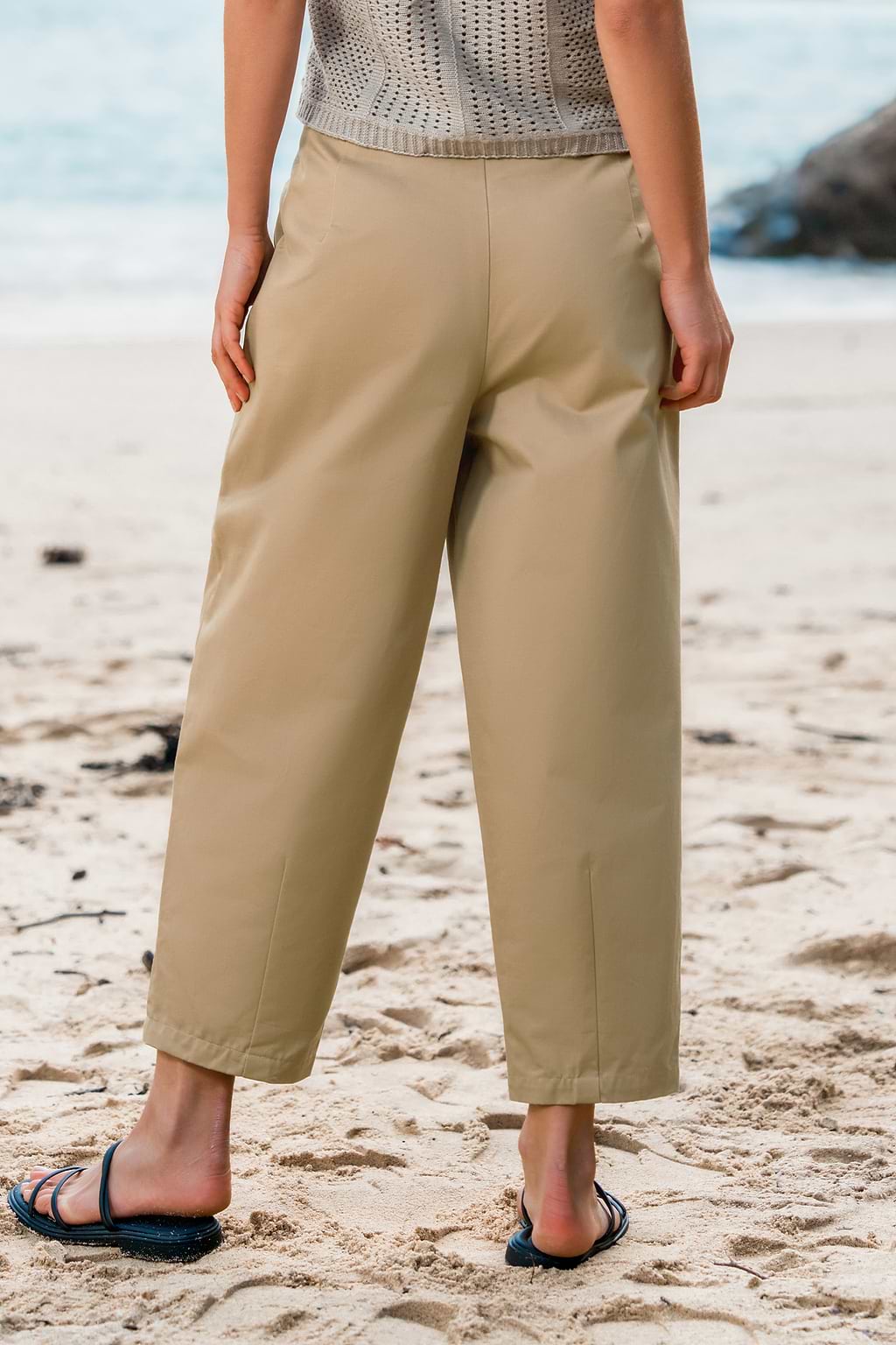 Brown Drop Waist Tapered Leg Pants