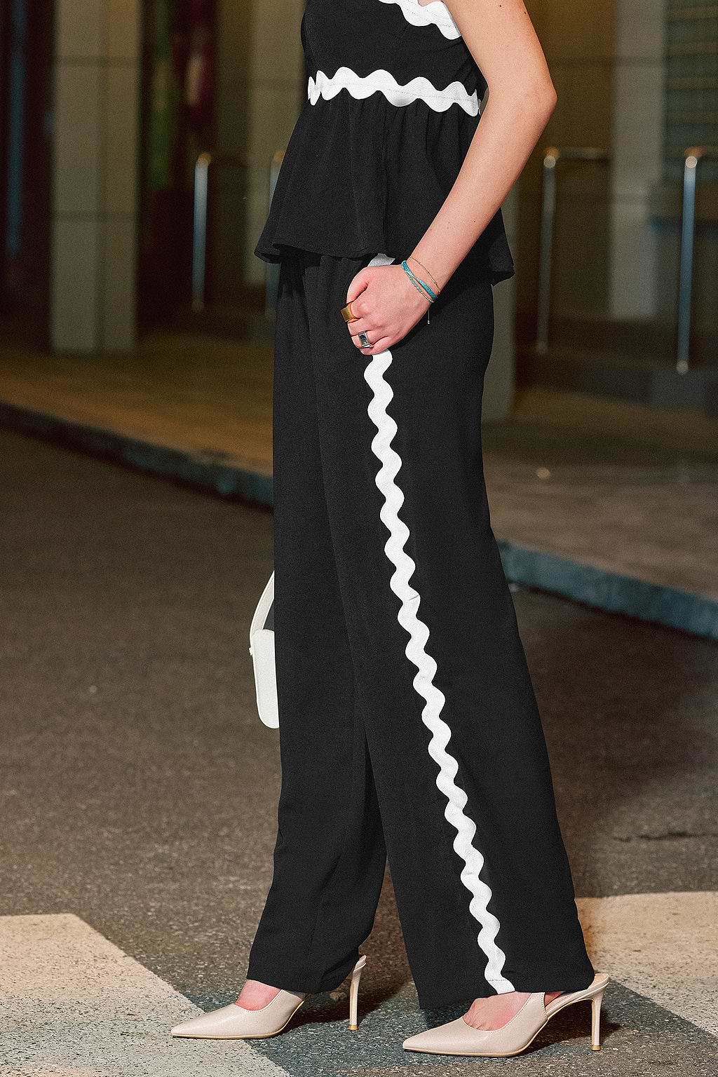 Hose mit geradem Bein und Paperbag-Taille
