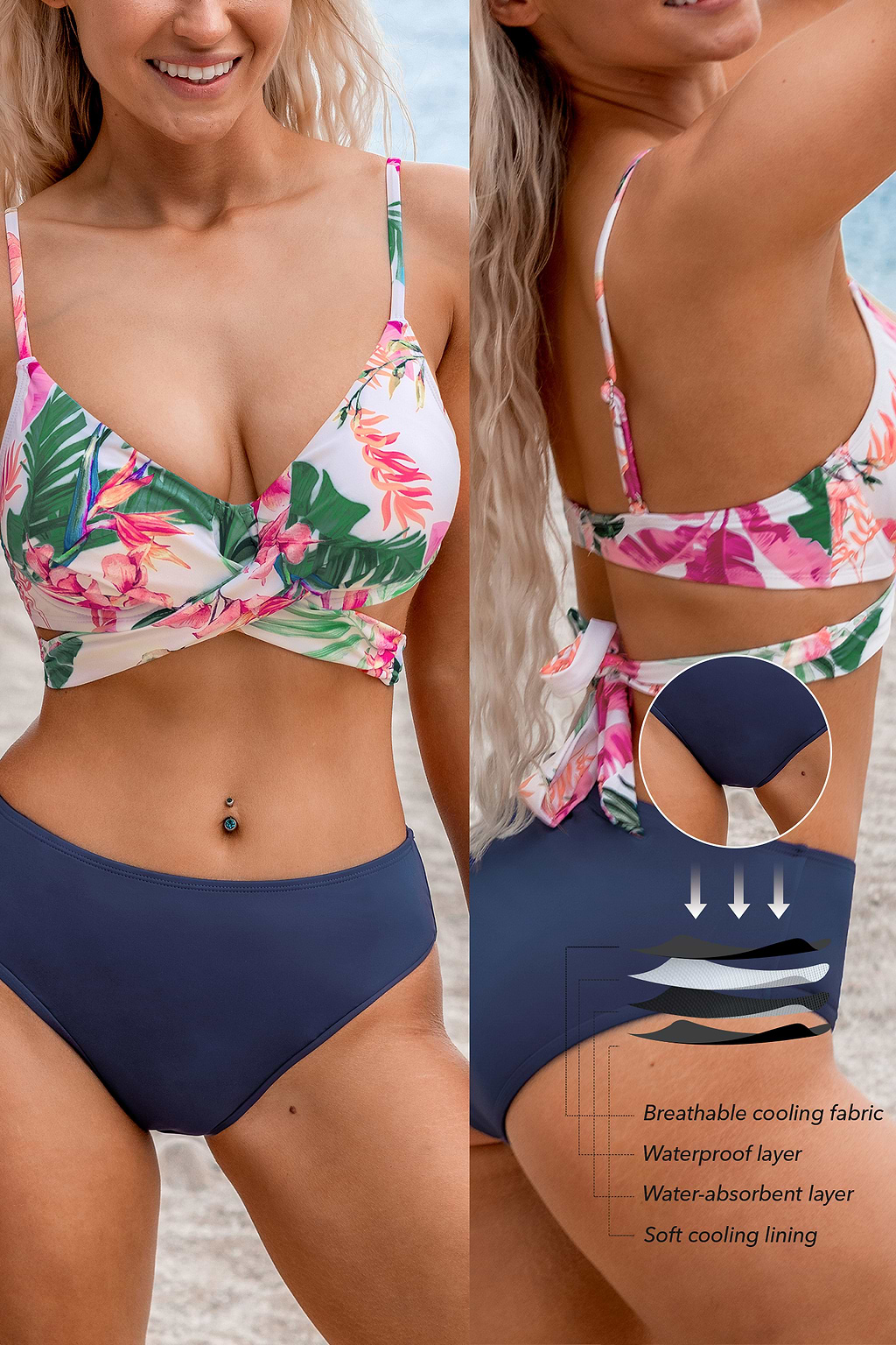 Dream Rainforest Period Underwire Bikini Top & Mid-Rise Bottoms Set