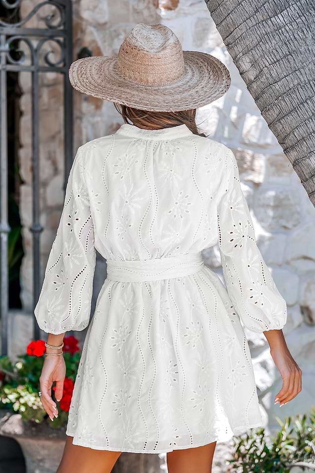 chinese dress ladies All Classic White Eyelet Dress Large main image 1