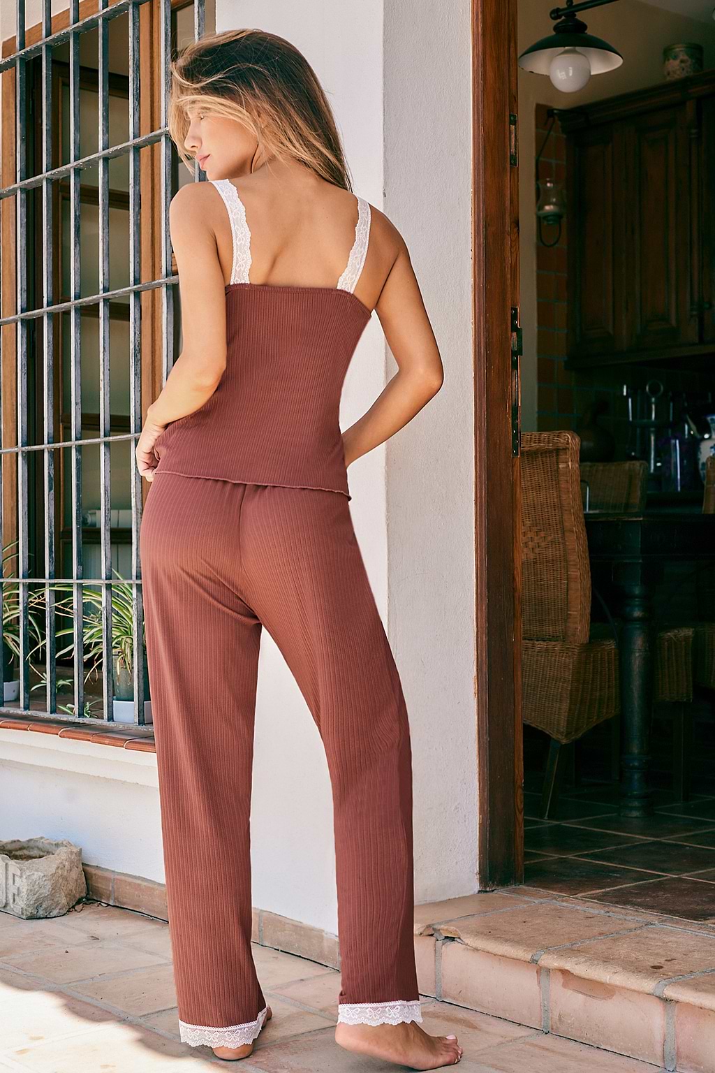 Lace Trim Cami & Pants Pajama Set