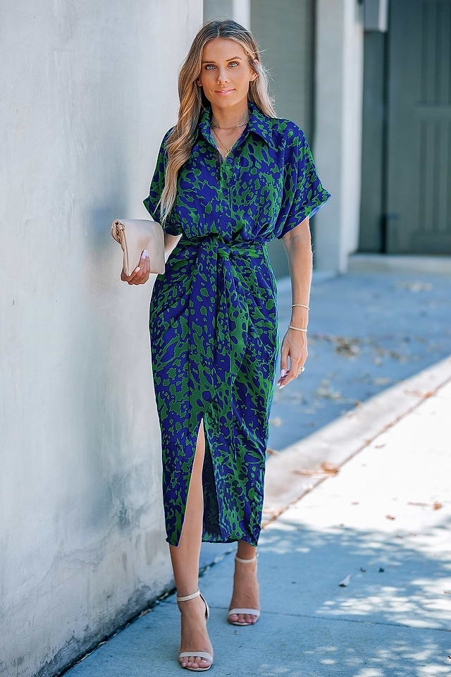 knee length dresses for ladies Leopard Print Long Sleeve Midi Dress