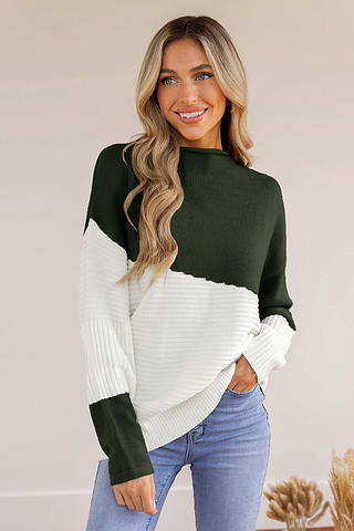 CUPSHE Women’s Rainbow Pom Pom Ribbed Knit Sweater - Colorful Pullover Jumper For Fall & Winter, Cozy & Casual