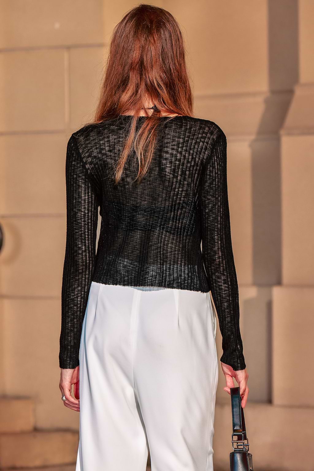 Black Semi-Sheer Single Button Long Sleeve Cardigan