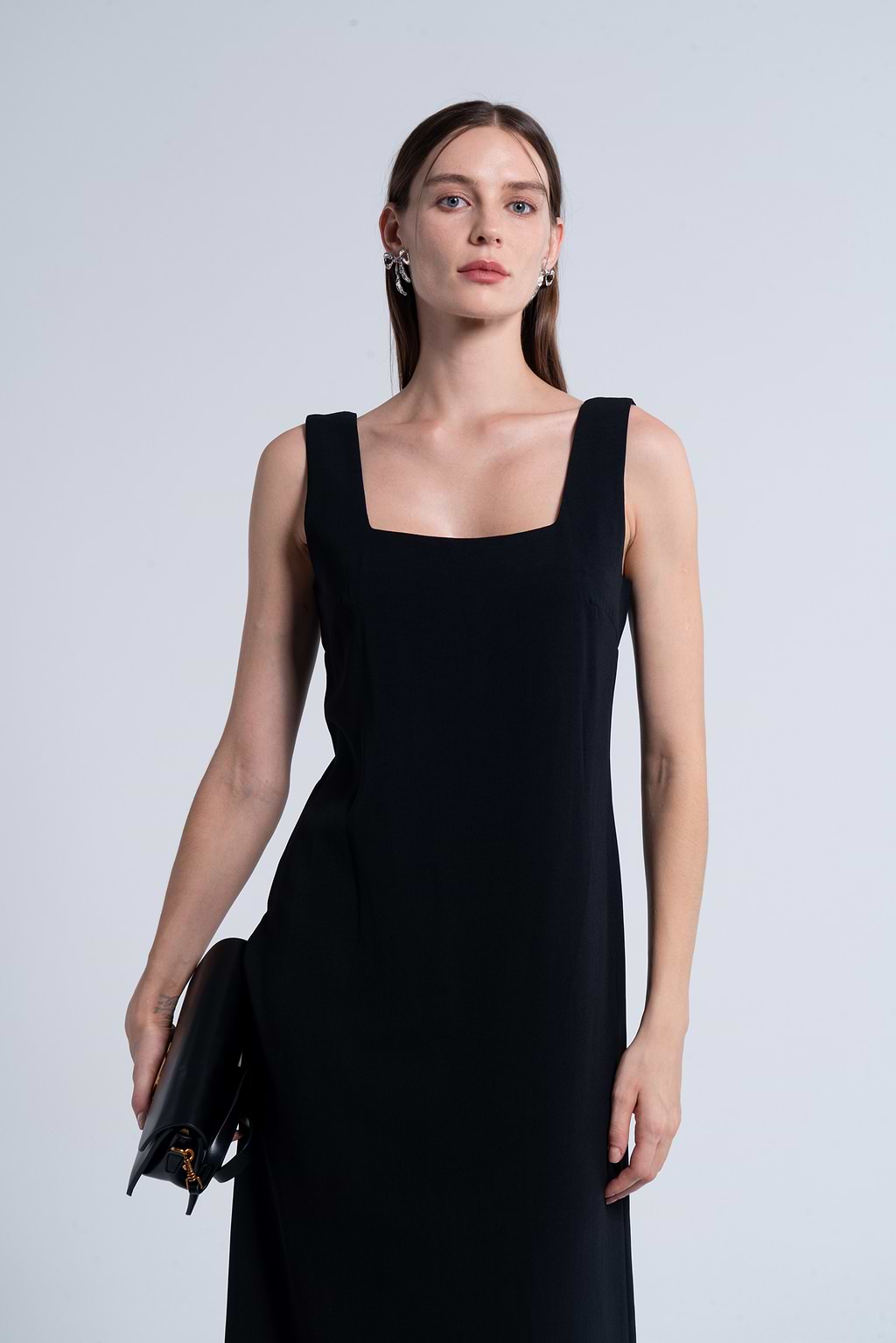 Black Square Neck Sleeveless Maxi Dress