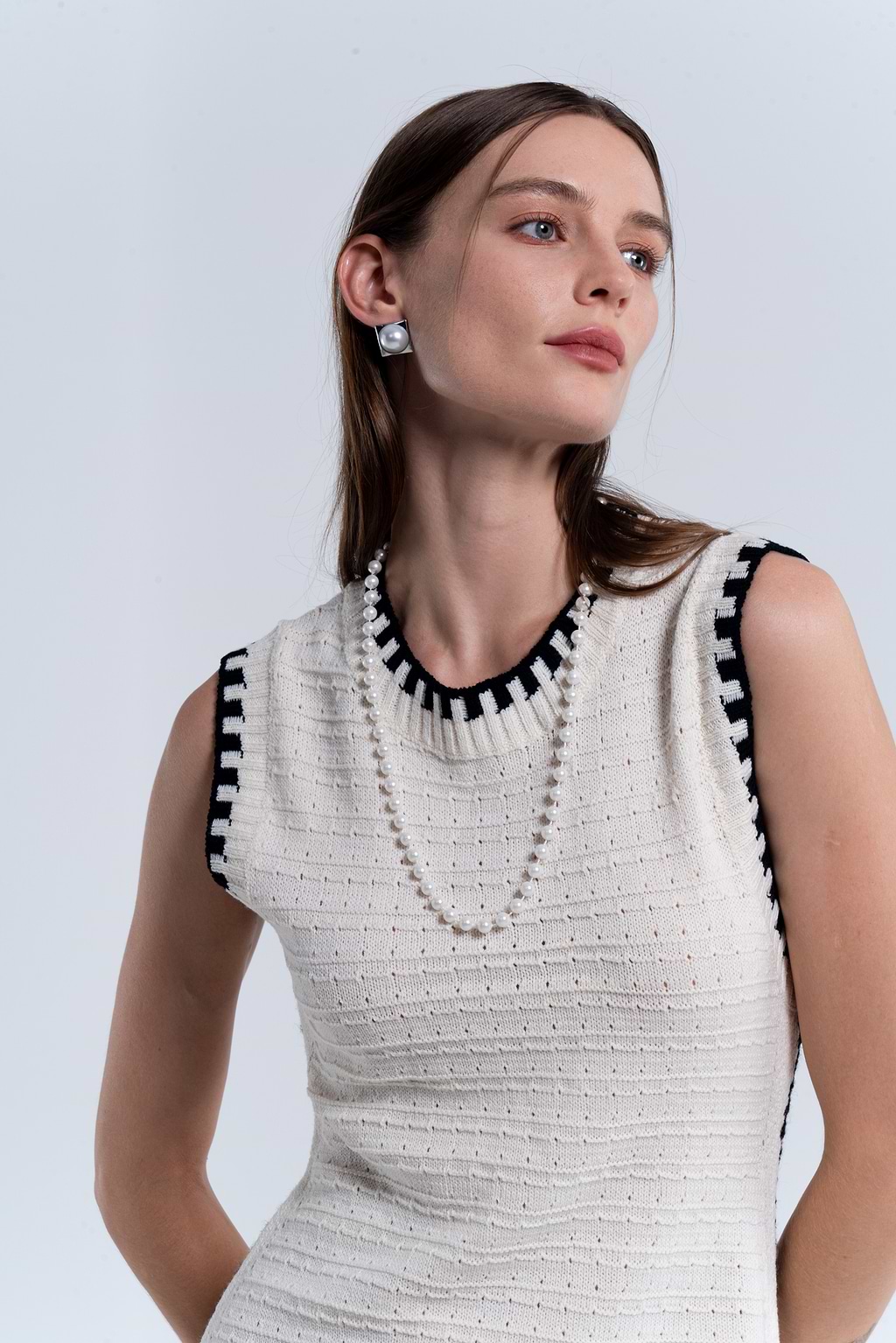 Contrast Trim Mesh Bodycon Midi Dress