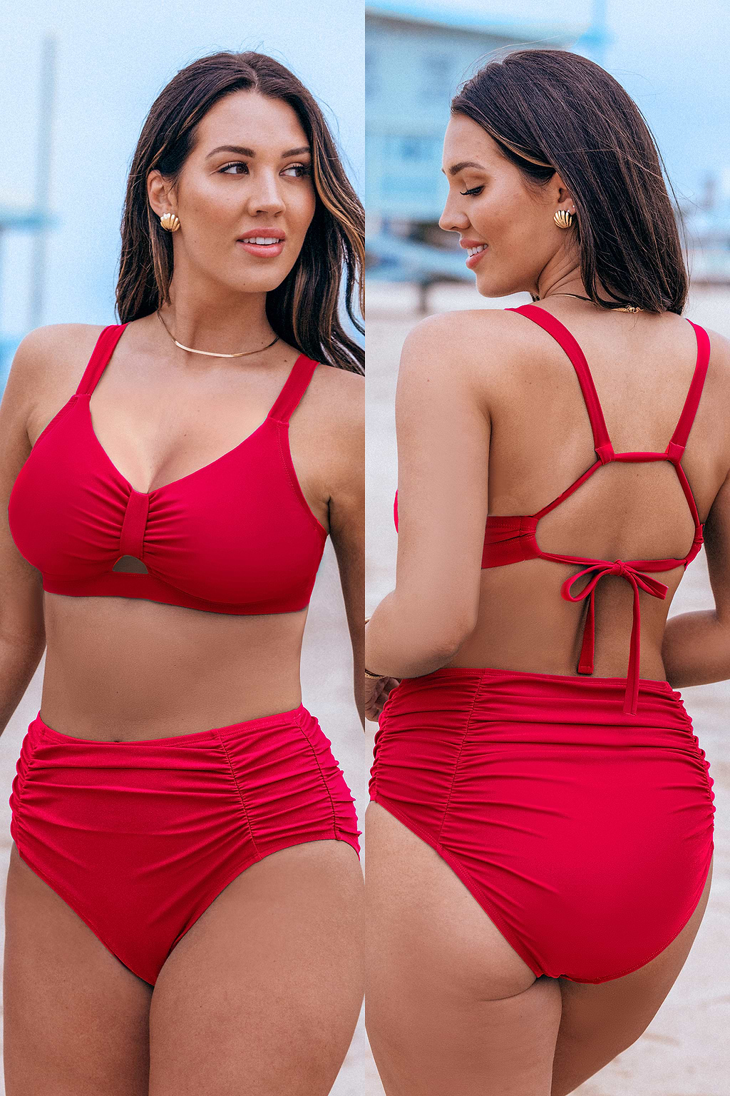Red DD+ Bikini Top & Tummy Control Bottoms Set