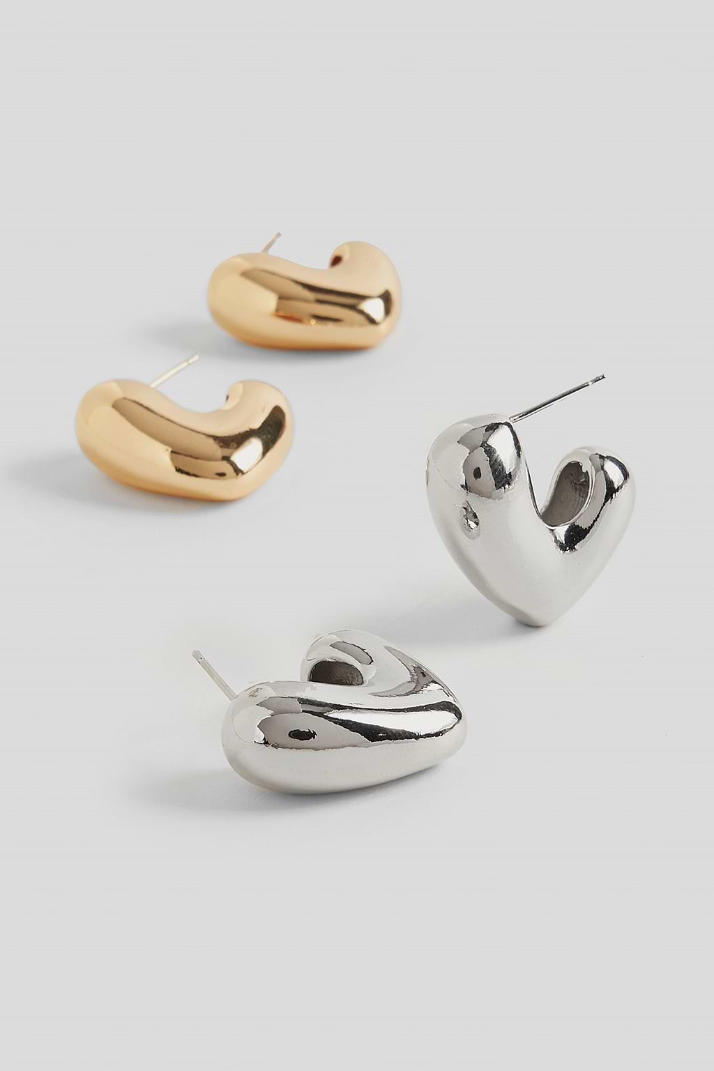 Silver-Tone & Gold-Tone Heart Earring Set