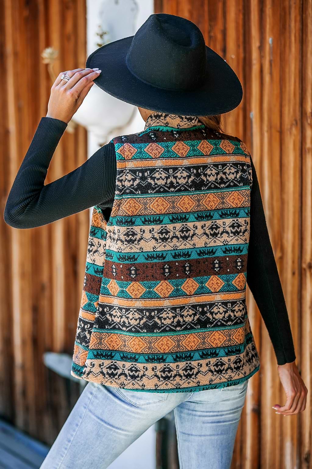 Geoprint Weste mit Reißverschluss vorne