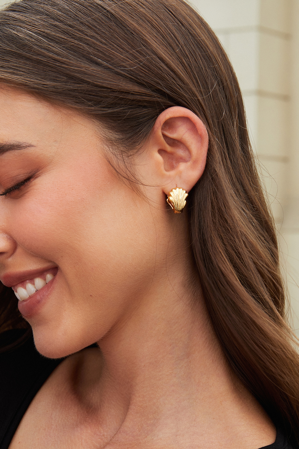 Gold-Tone Shell Earrings