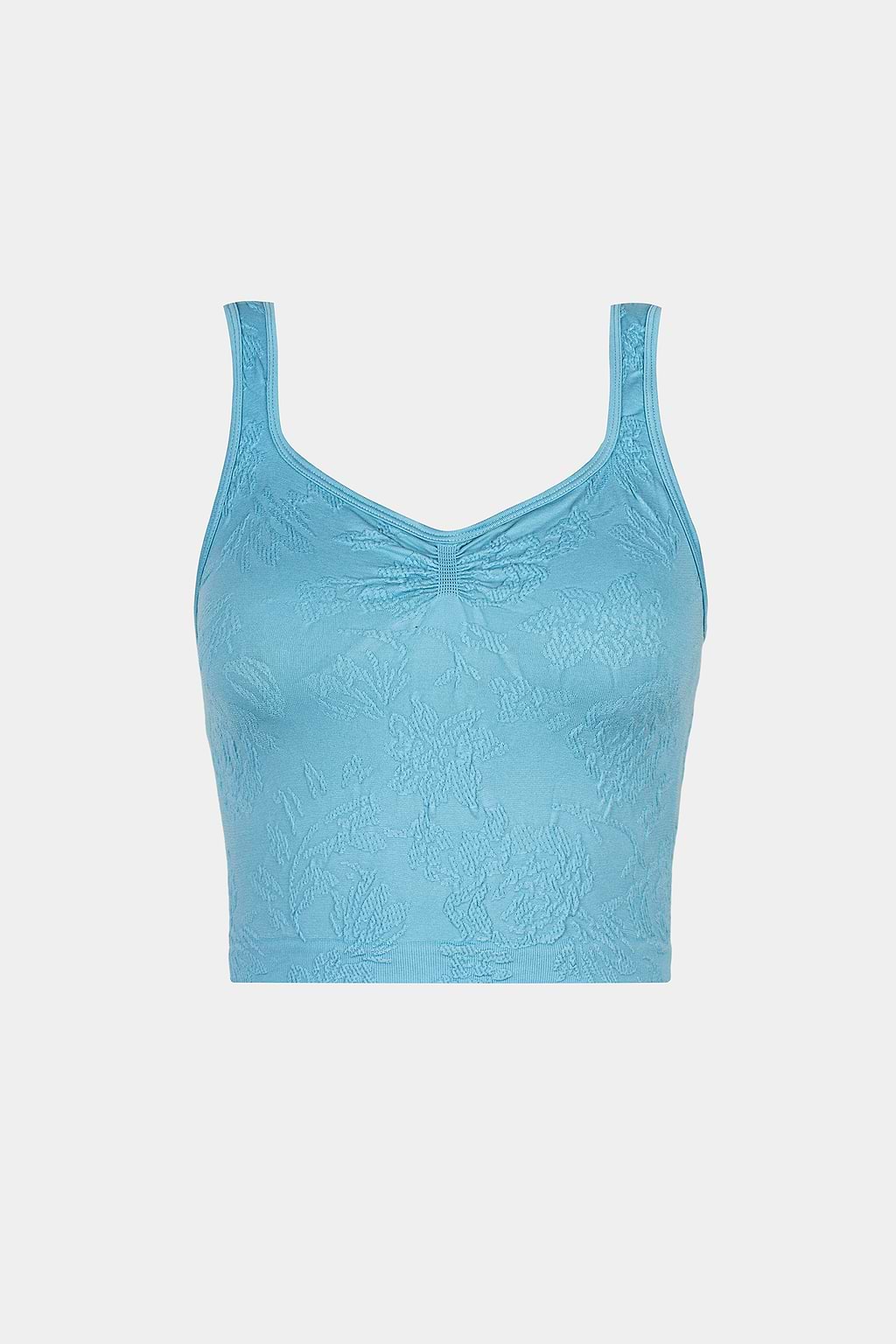 Seamless Knit Diamond Neck Sleeveless Crop Top