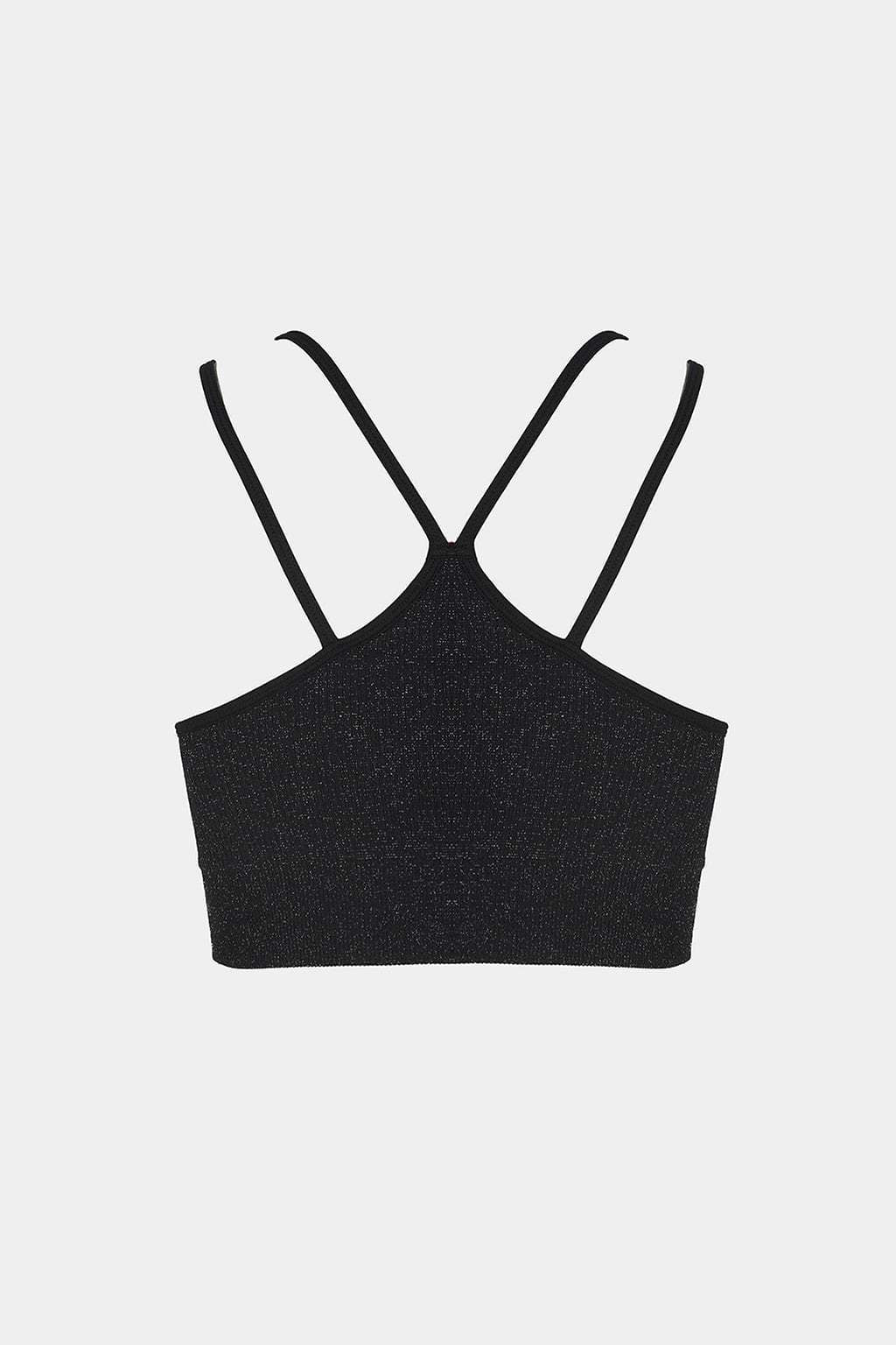 Seamless Black Dual Strap Cropped Active Top