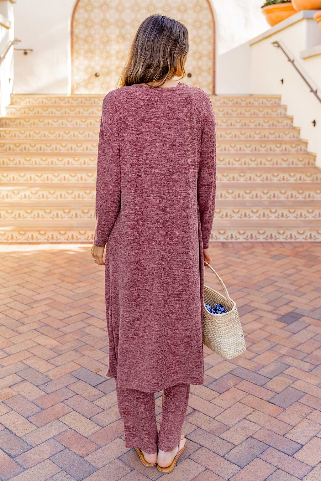 Rode pyjama top broek en badjas set