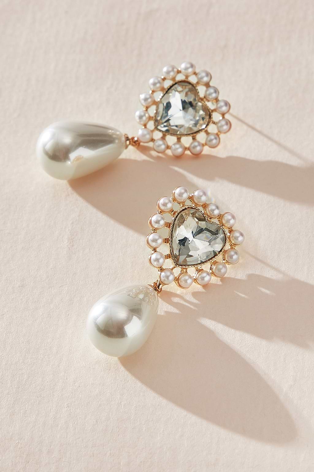 Pendientes colgantes de perlas de imitación de cristal transparente