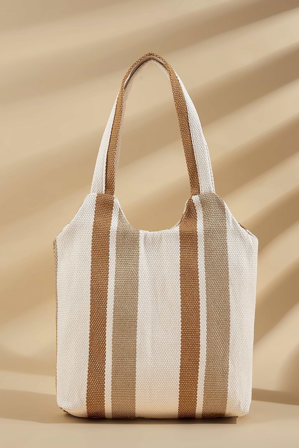 Neutral Striped Tote Bag