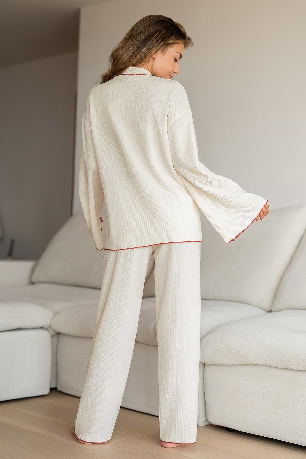 Collared Long Sleeve Top & Pants Pajama Set