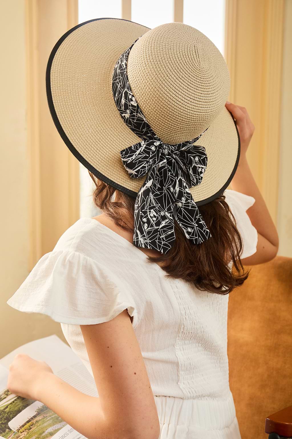 Abstracte band contrasterende strohoed