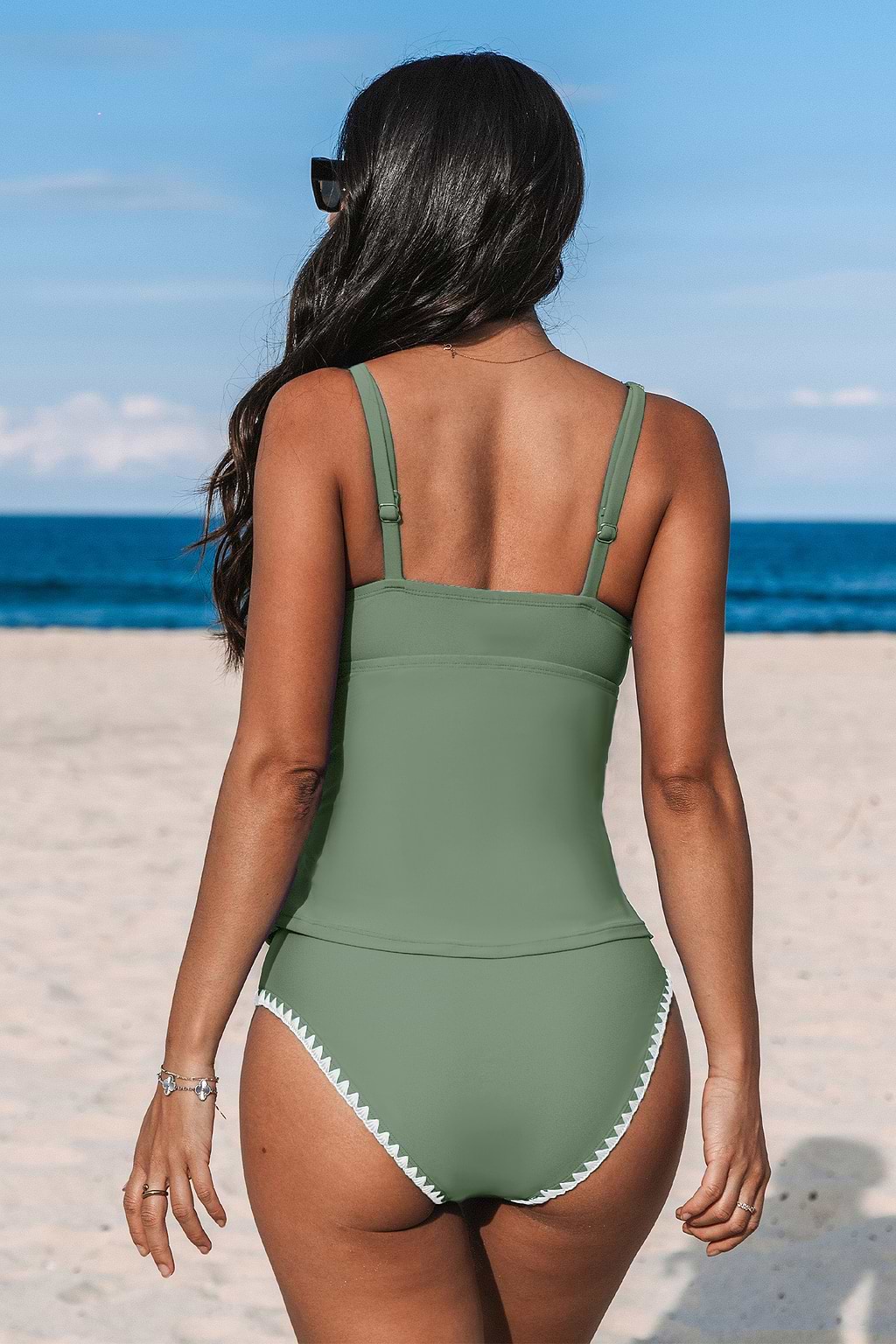Sage Scoop Neck Tankini Top & Standard Bottoms Set