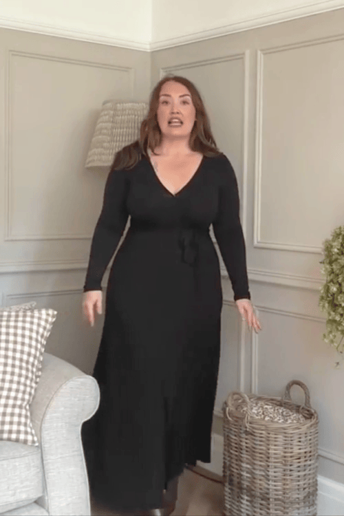 Black Long Sleeve Wrap Maxi Dress