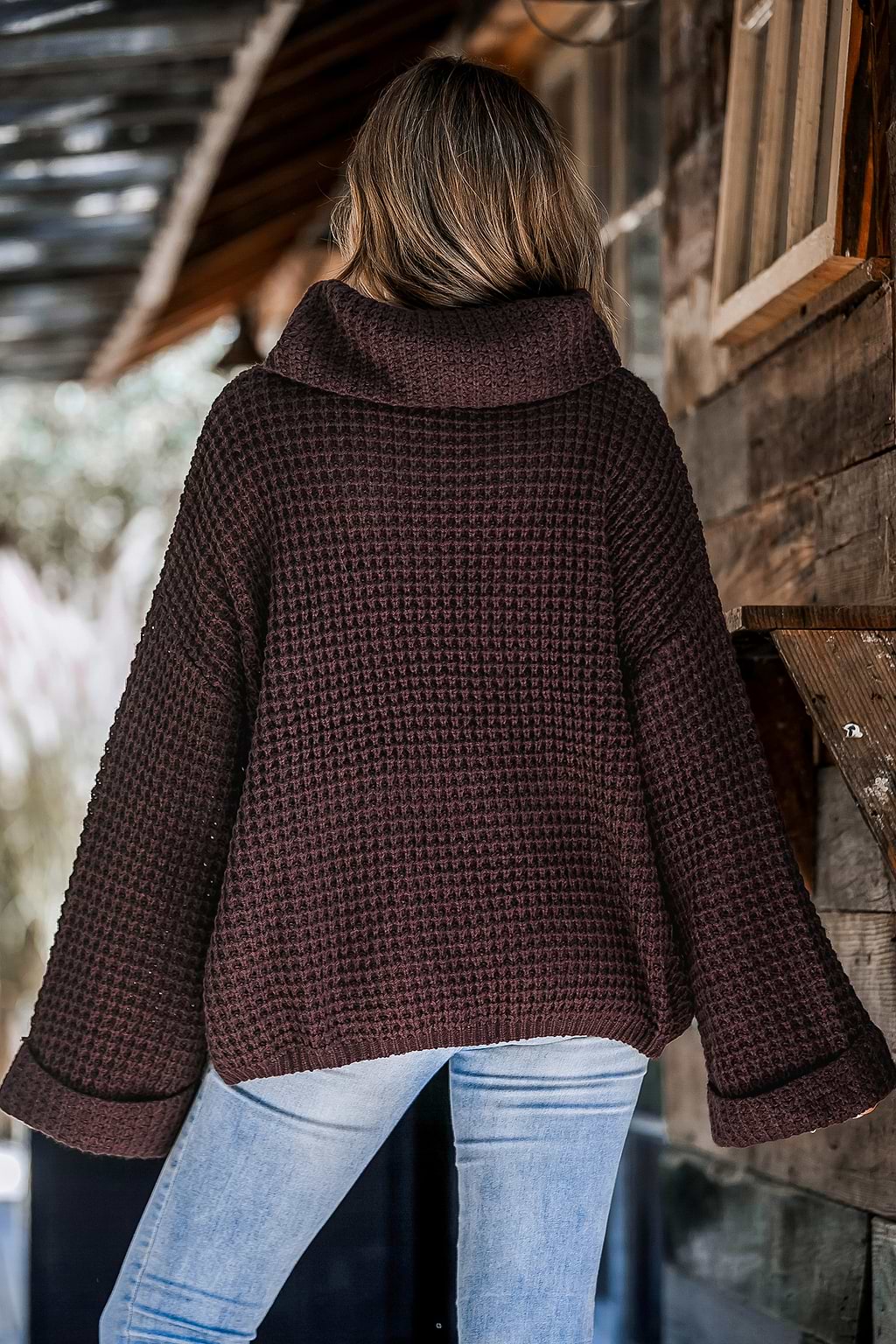 Red Chunky Knit Turtleneck Sweater