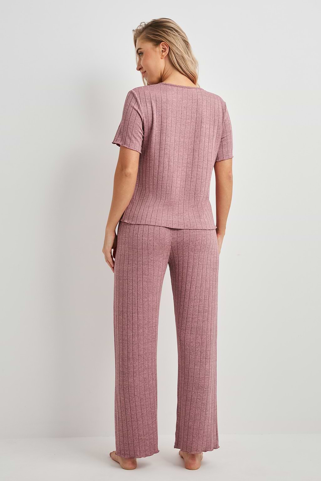 Pink Knit Pajama Top & Bottoms Set