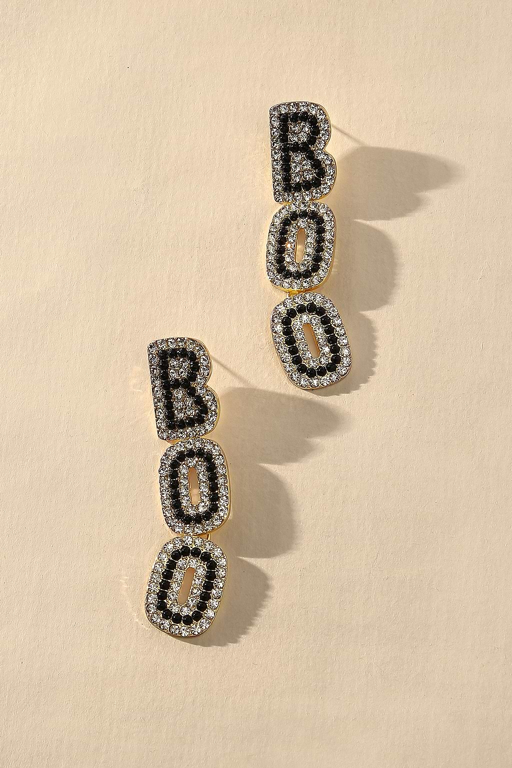 Crystal Embellished 'Boo' Drop Earrings