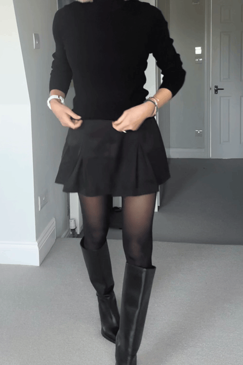 Onyx Pleated Mini Skirt