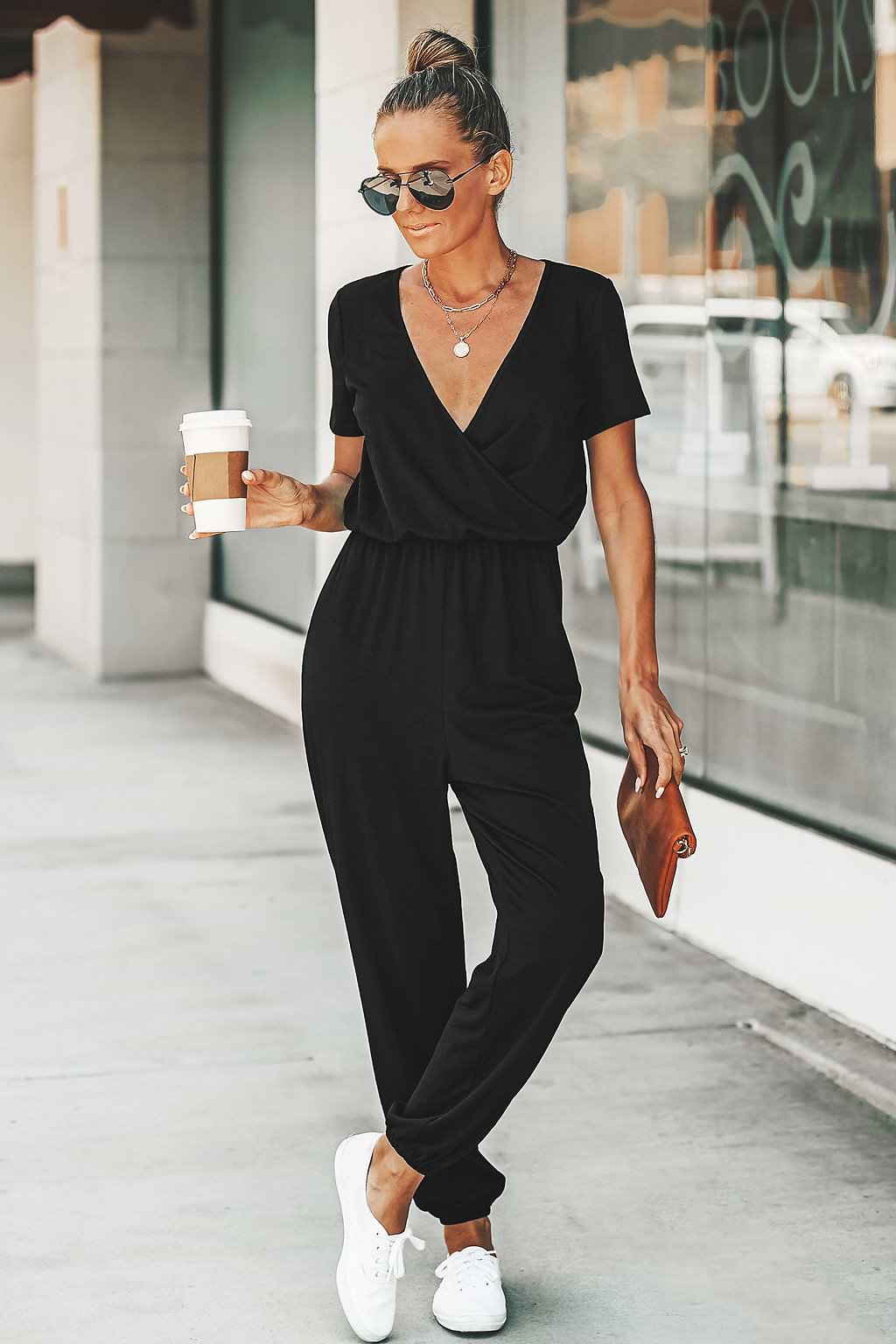 Danica V-neck Maxi Short Sleeve Jumpsuit