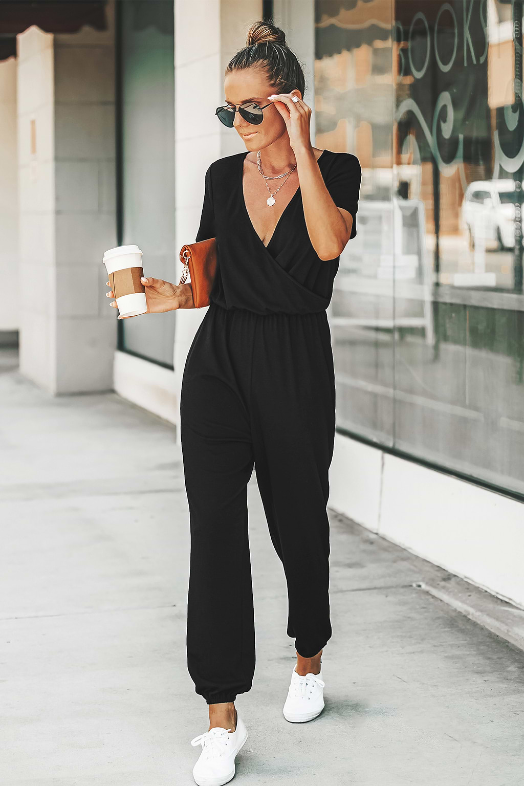 Danica V-neck Maxi Short Sleeve Jumpsuit