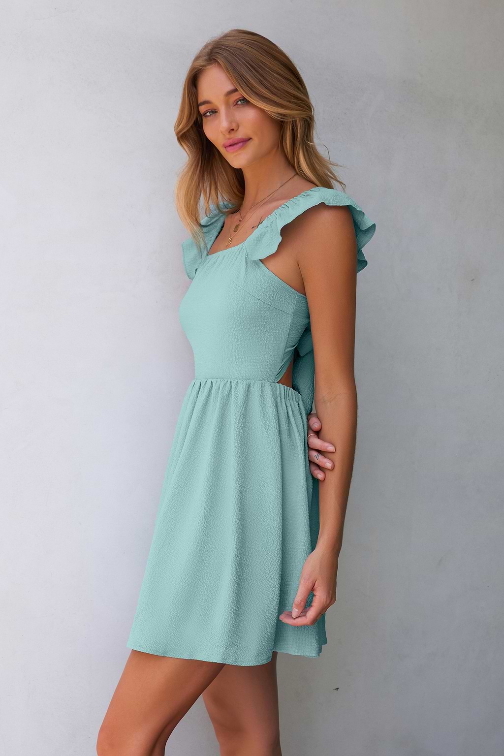 Aqua Backless Midi Dress