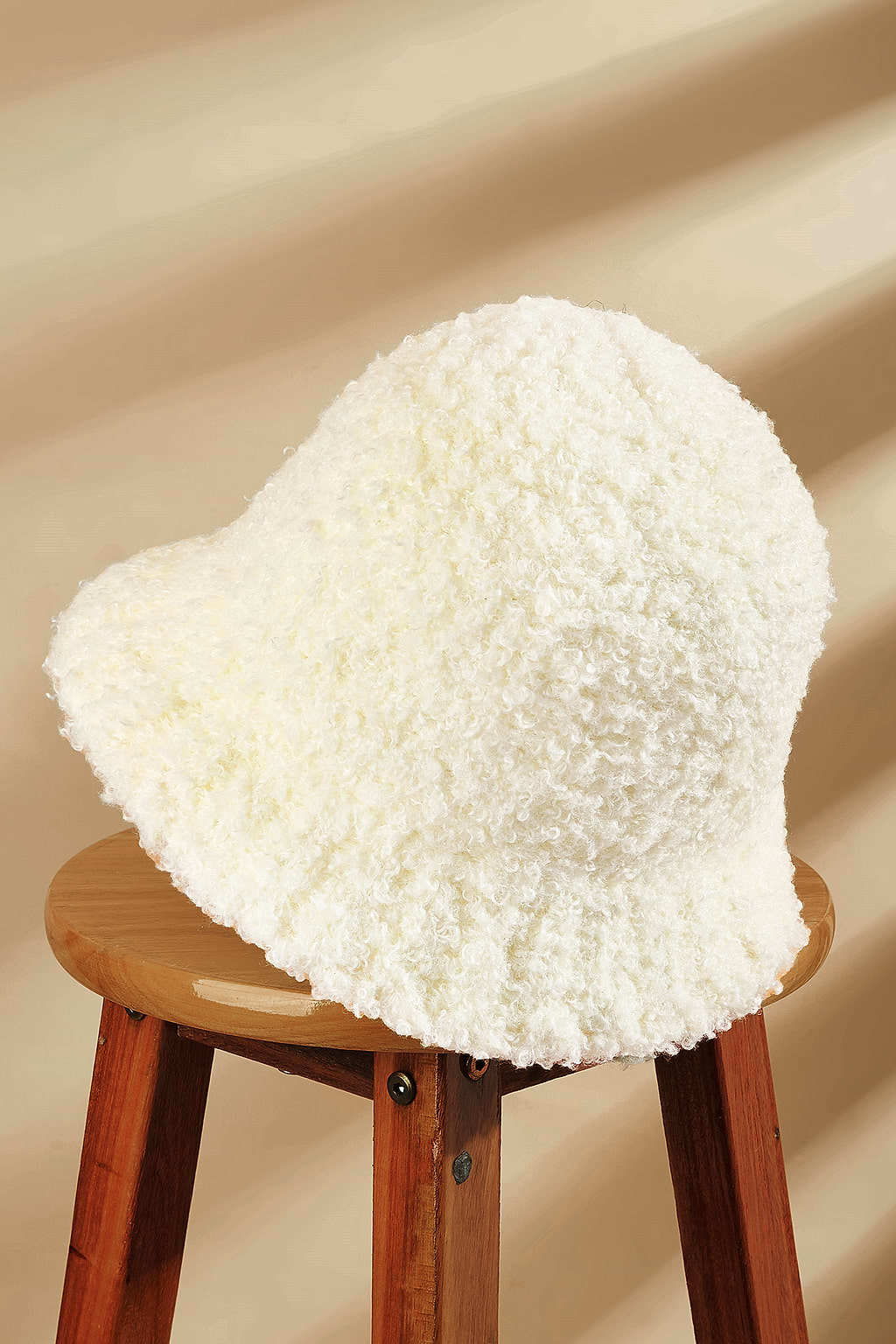 Ivory Fuzzy Knit Bucket Hat