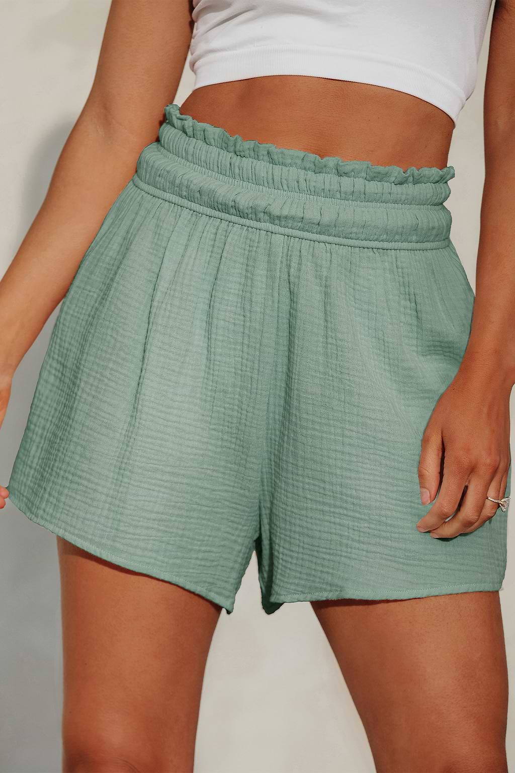 Smocked Flared Leg Shorts