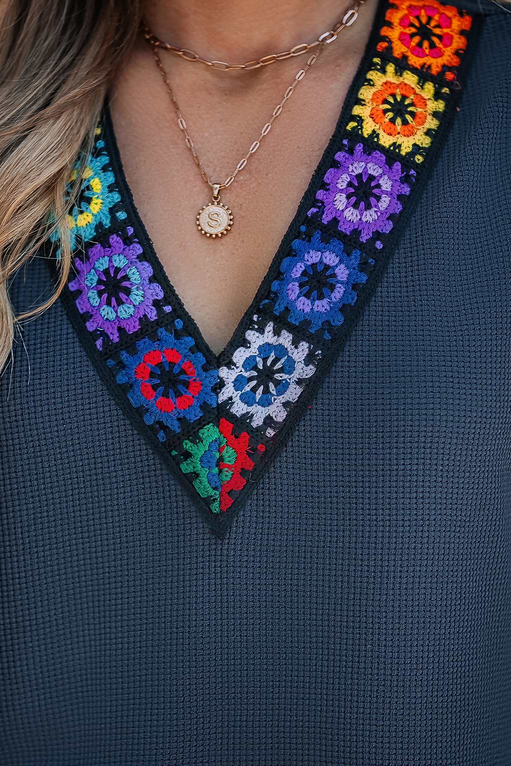 Crocheted V-Neck Sleeveless Top