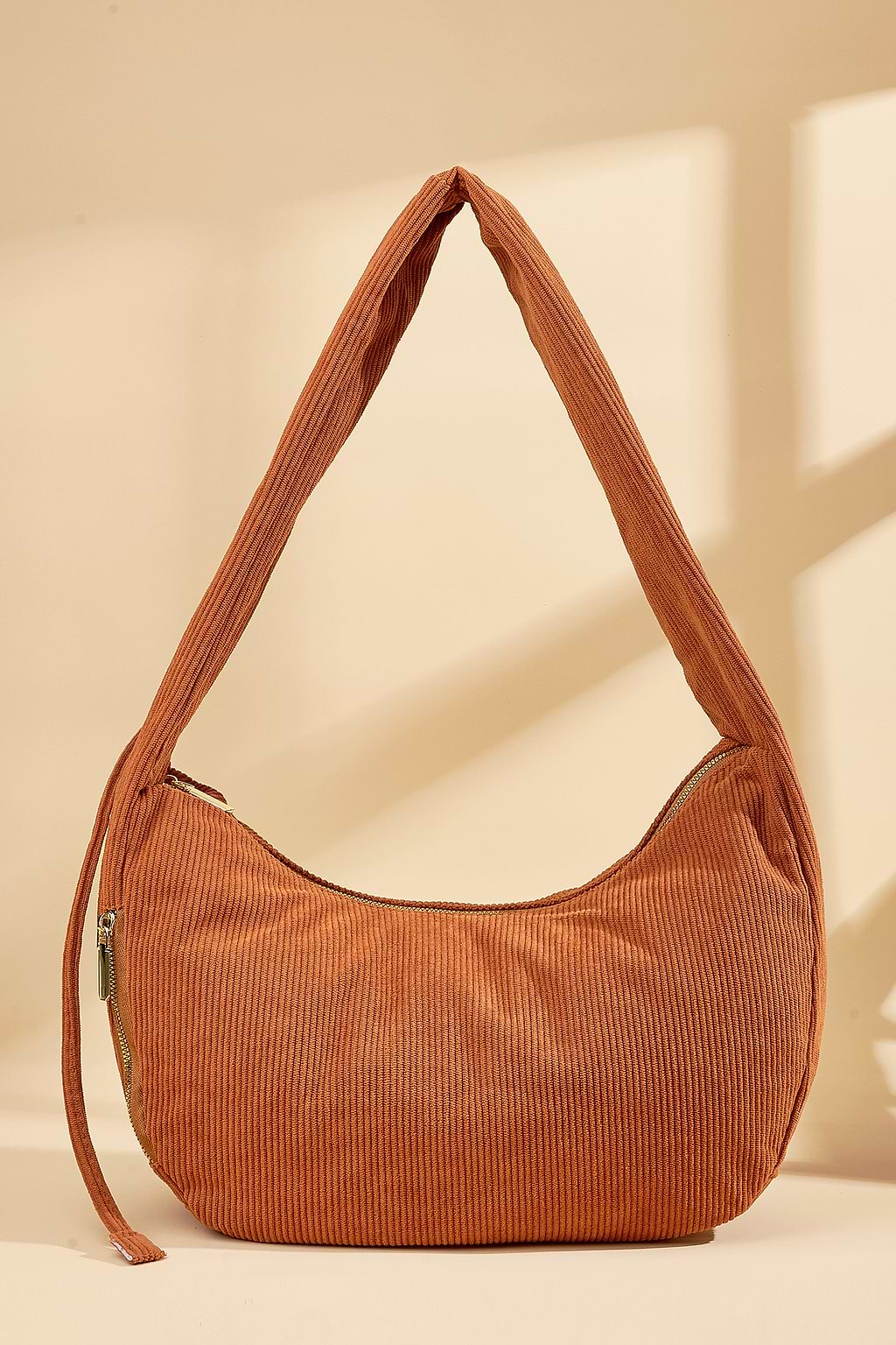 Orange Corduroy Ruched Shoulder Purse
