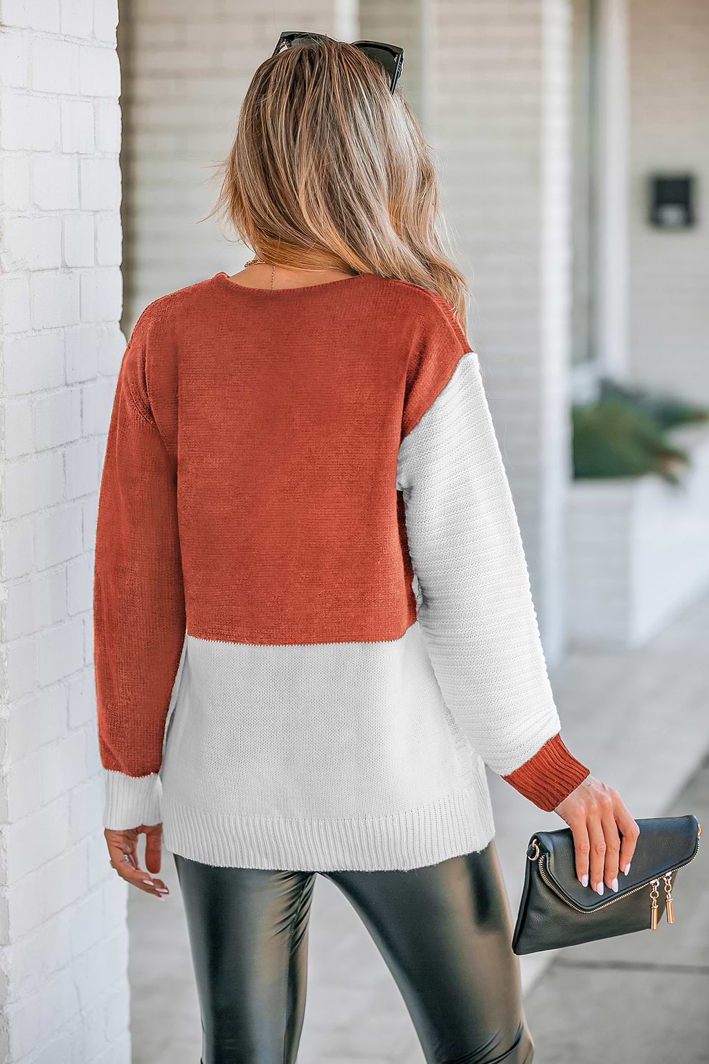 Zweifarbig Rib Pullover