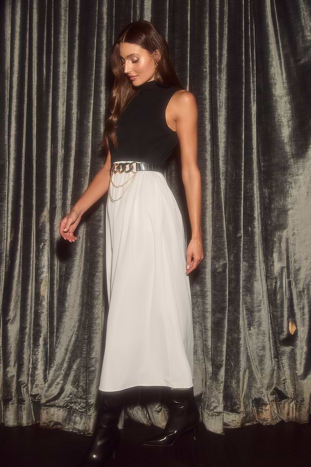 dress with white top and black skirt Black & Cream Curve Maxi Dress  Another Girl