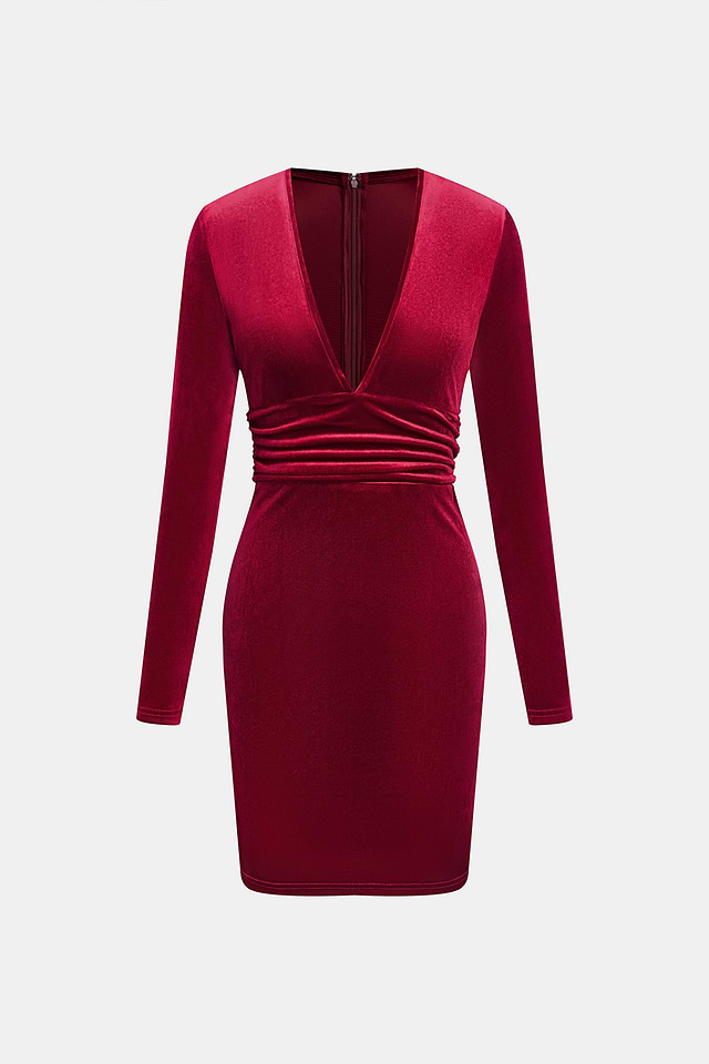 Velvet Plunge Long Sleeve Dress Velvet Plunge Long Sleeve Dress