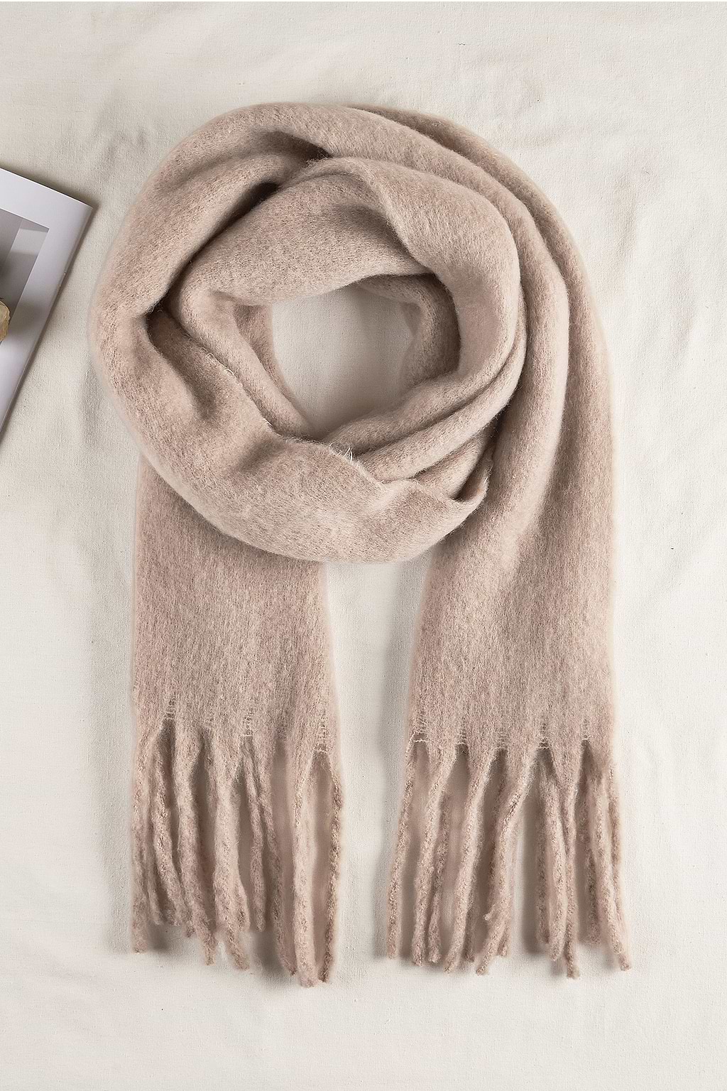 Coral Fringe Trim Long Scarf