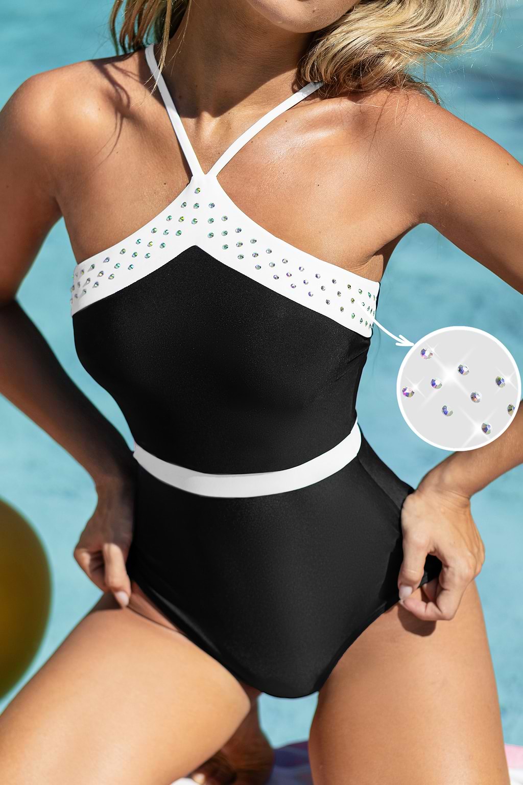 Classic High-Neck Back Cutout One-Piece
