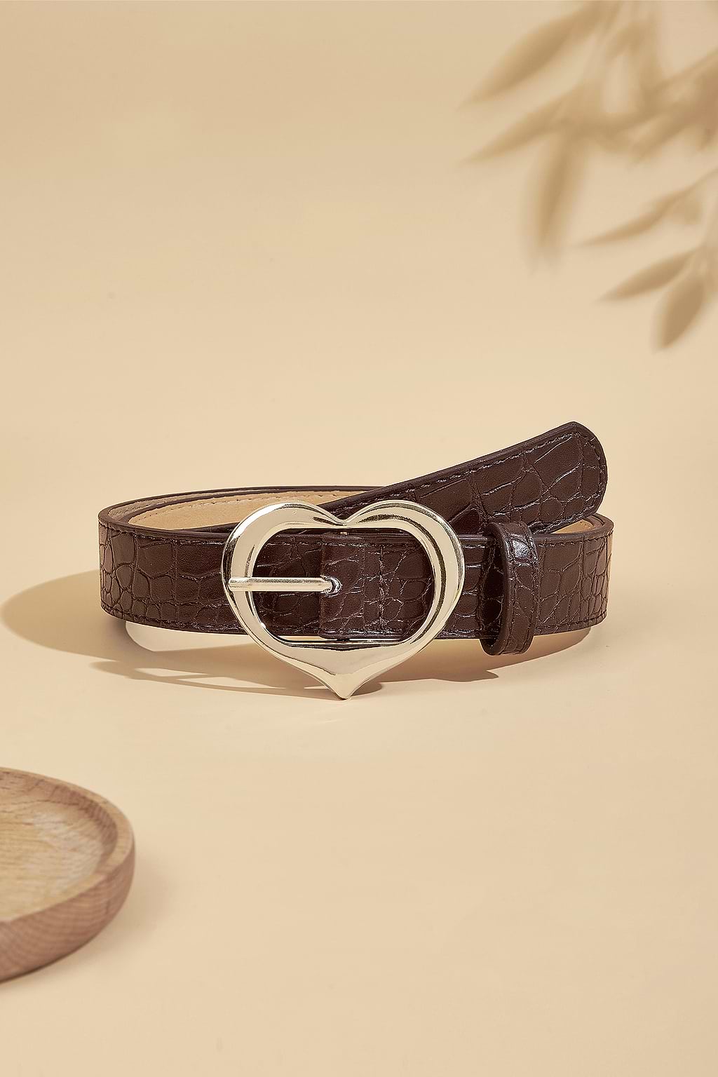 Brown Crocodile Faux Leather Belt