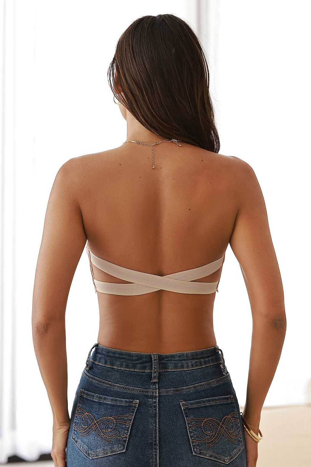 Coral Lace Front Closure Strapless Bandeau