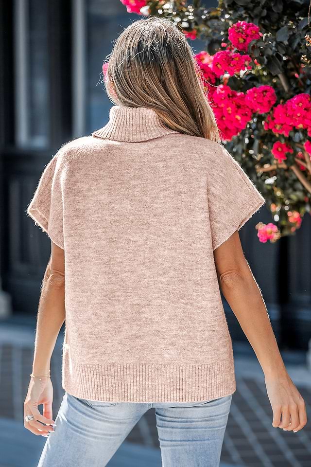 Pull avec col roulé à manches courtes neutre